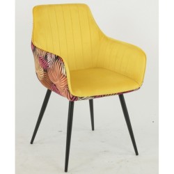 Cadeira metal, tecido veludo amarelo SD2778 - Eletronet
